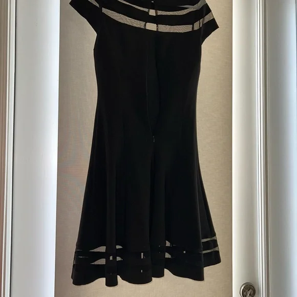 White House Black Market Black Mini Dress with Sheer Accents - Picture 6 of 6